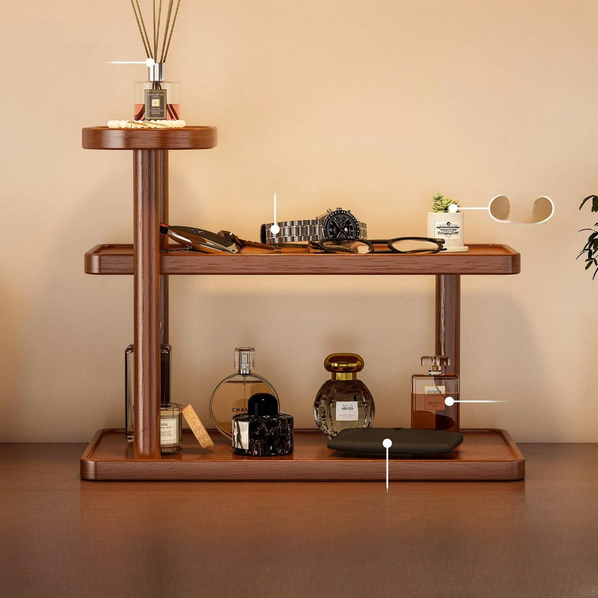 Organizador de Mesa em Bambu com 3 Níveis