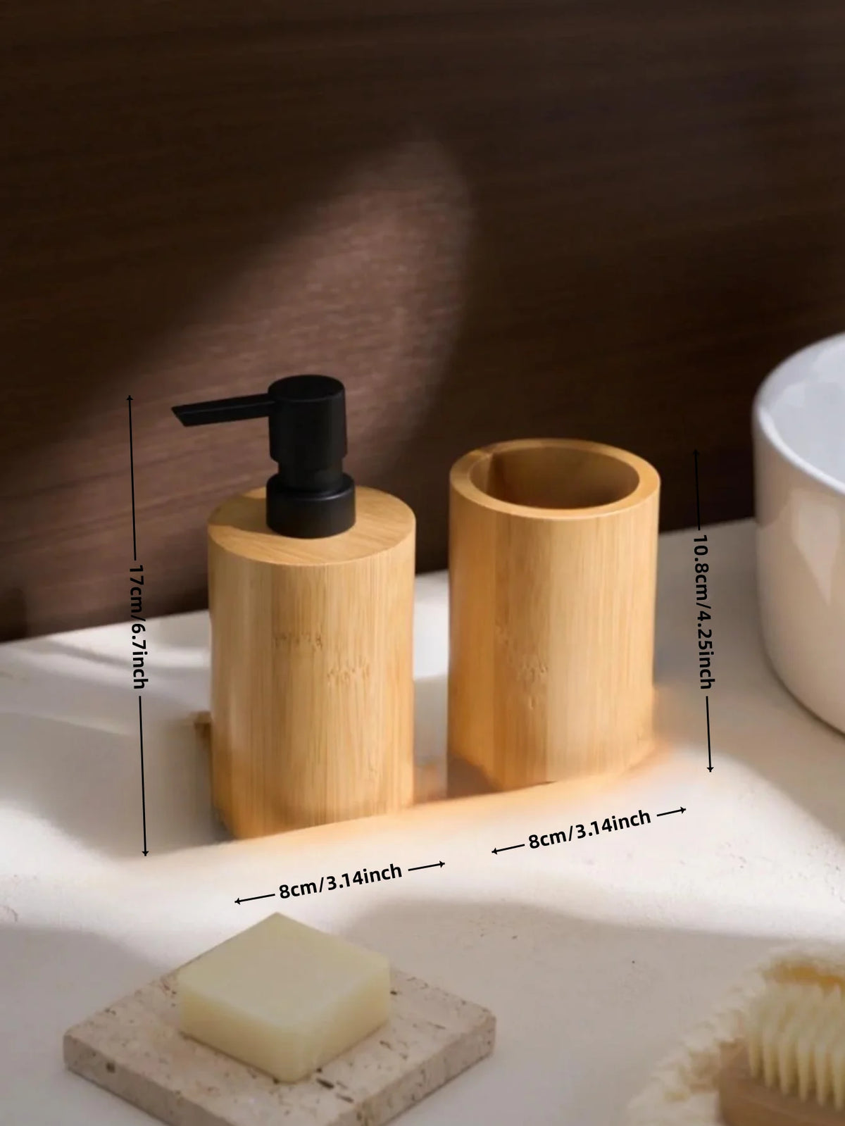 Dispenser de Sabonete Líquido em Bambu Natural