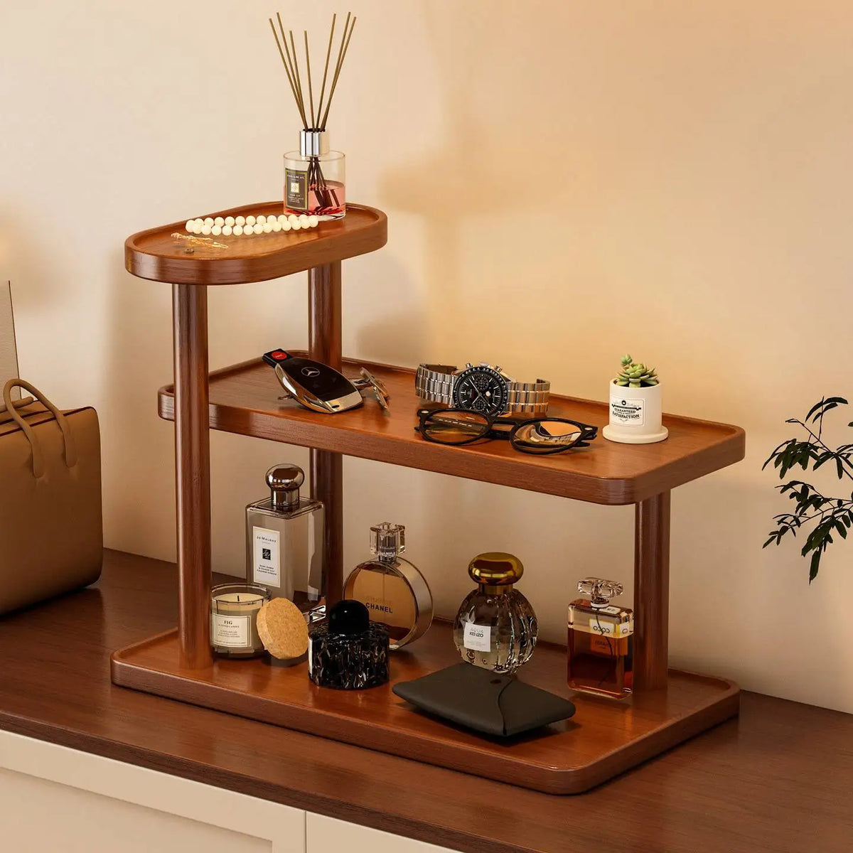 Organizador de Mesa em Bambu com 3 Níveis