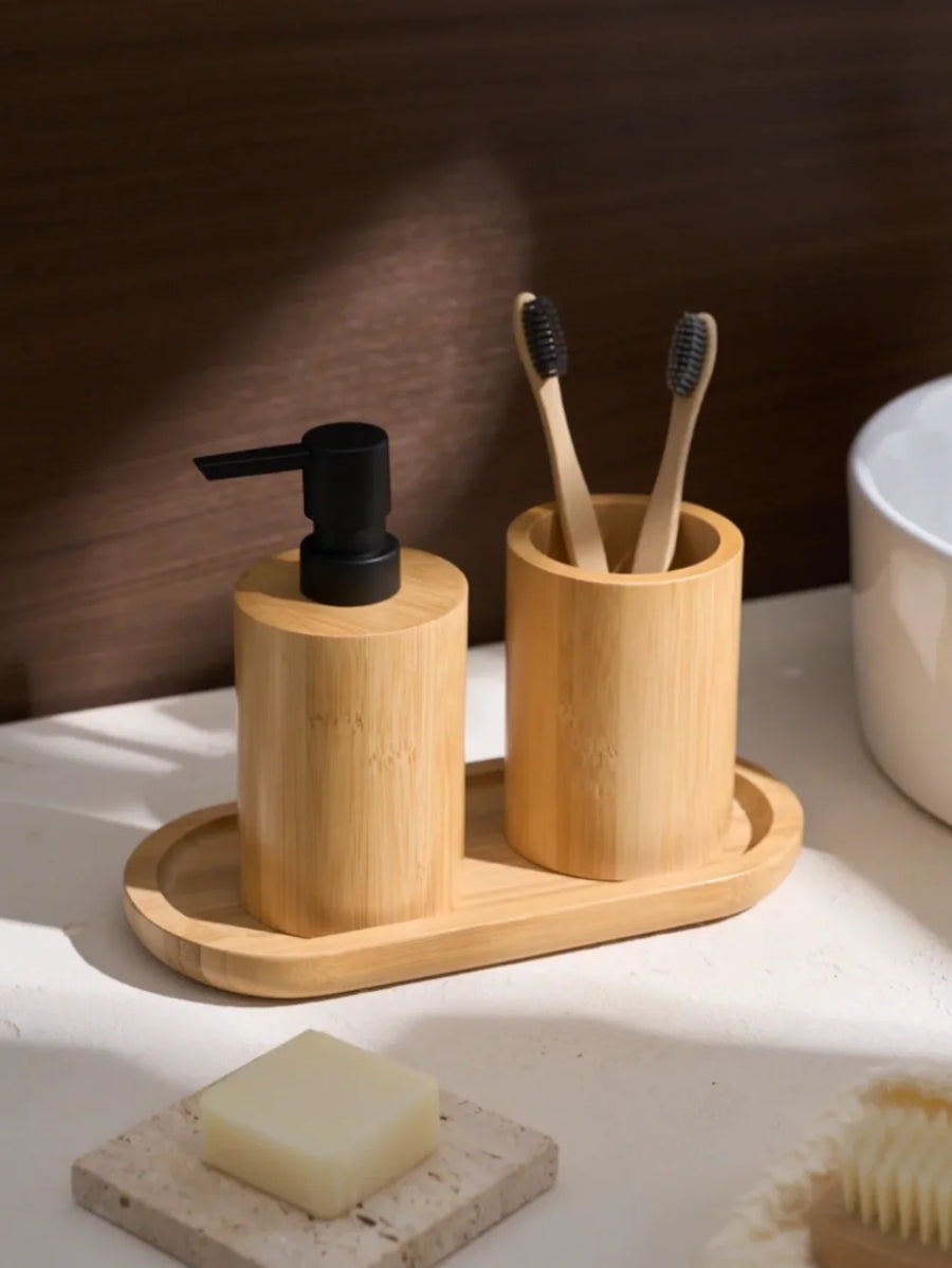 Dispenser de Sabonete Líquido em Bambu Natural