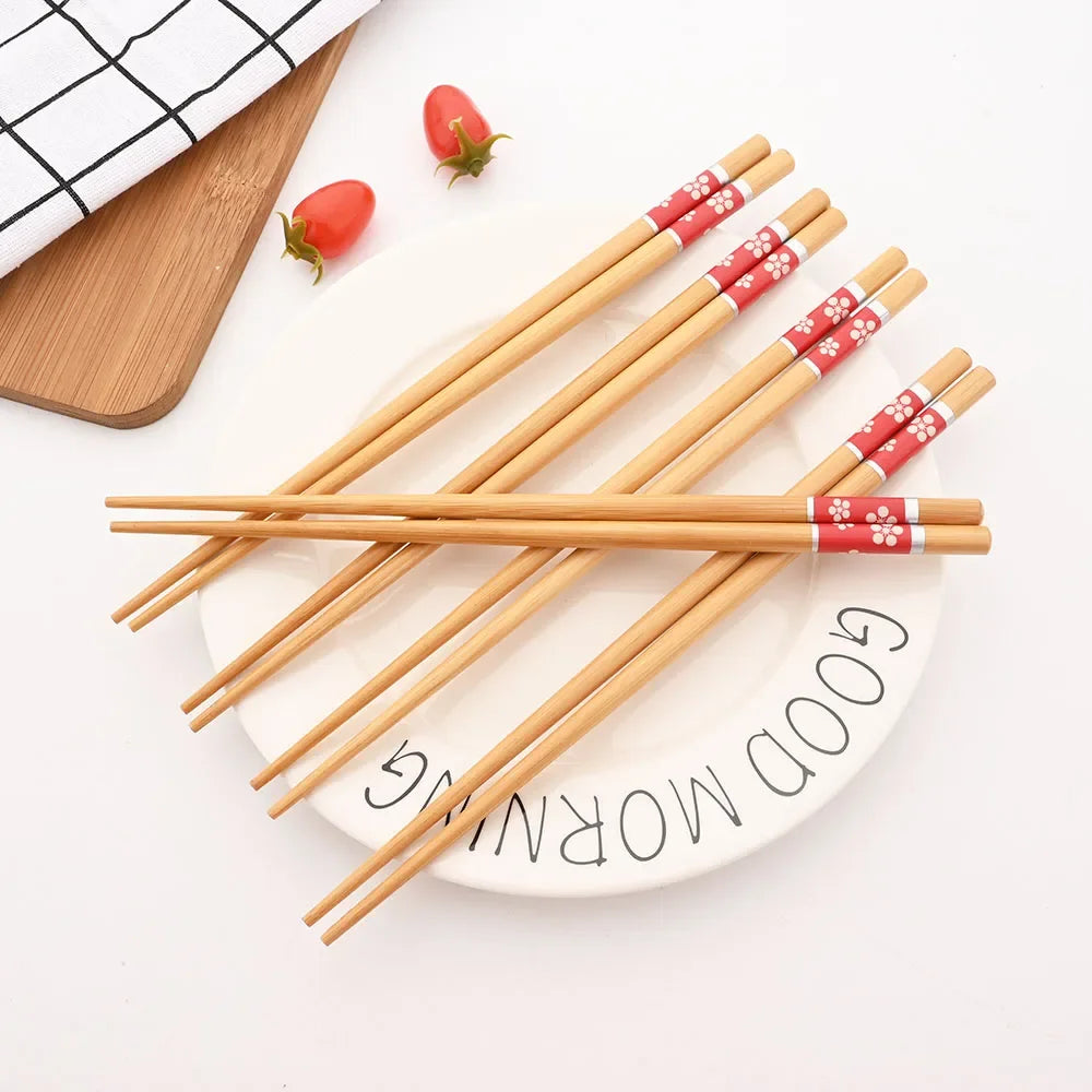 Kit com 5 Pares de Hashis de Bambu