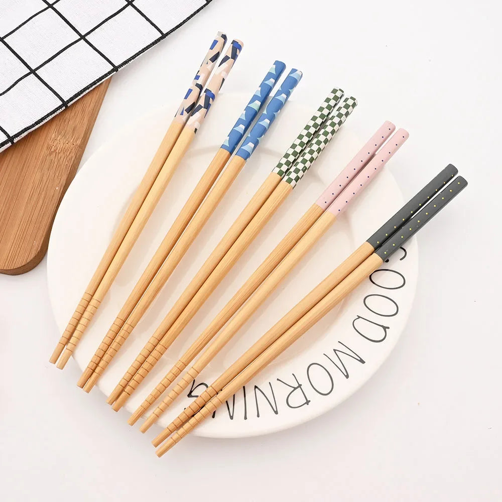 Kit com 5 Pares de Hashis de Bambu