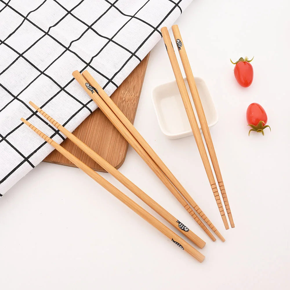 Kit com 5 Pares de Hashis de Bambu