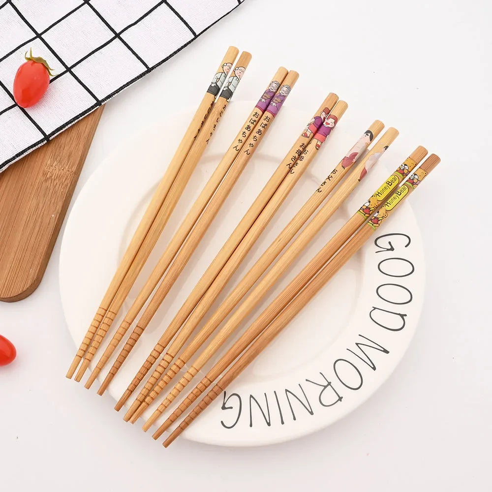 Kit com 5 Pares de Hashis de Bambu