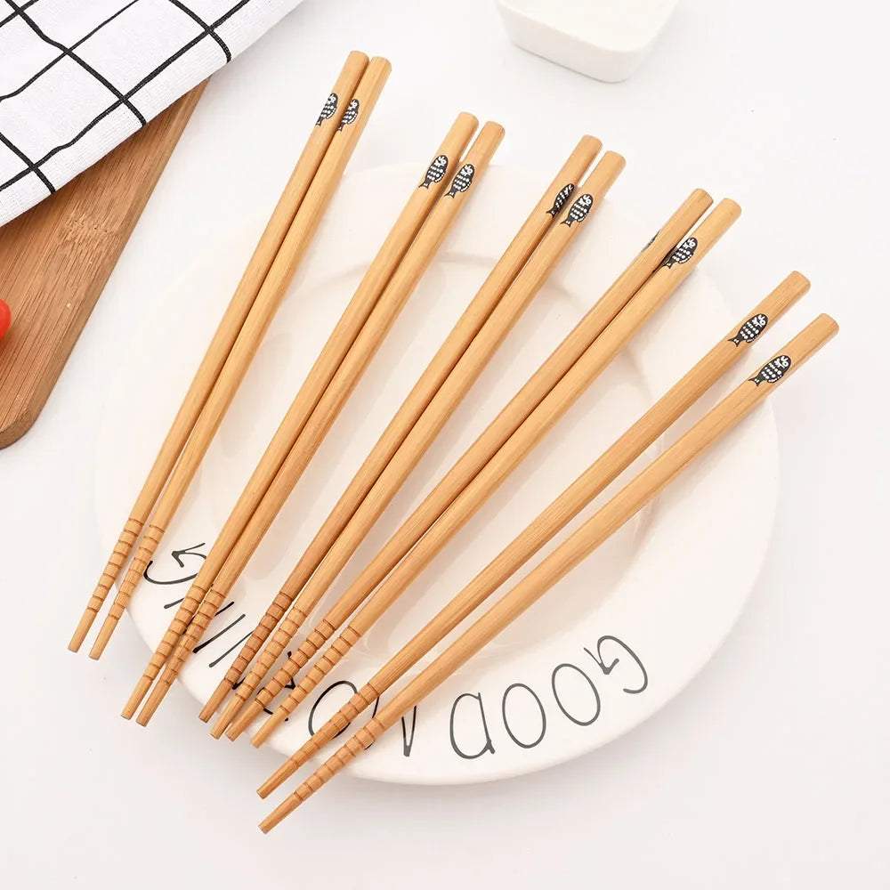 Kit com 5 Pares de Hashis de Bambu